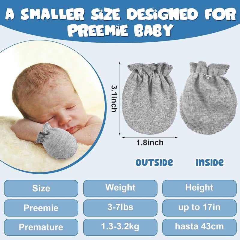 Vabean 12 Pairs Preemie Baby Mittens No Scratch Cotton Premature Baby Gloves for Nicu Preemie Girls Boys Gifts - Image 2